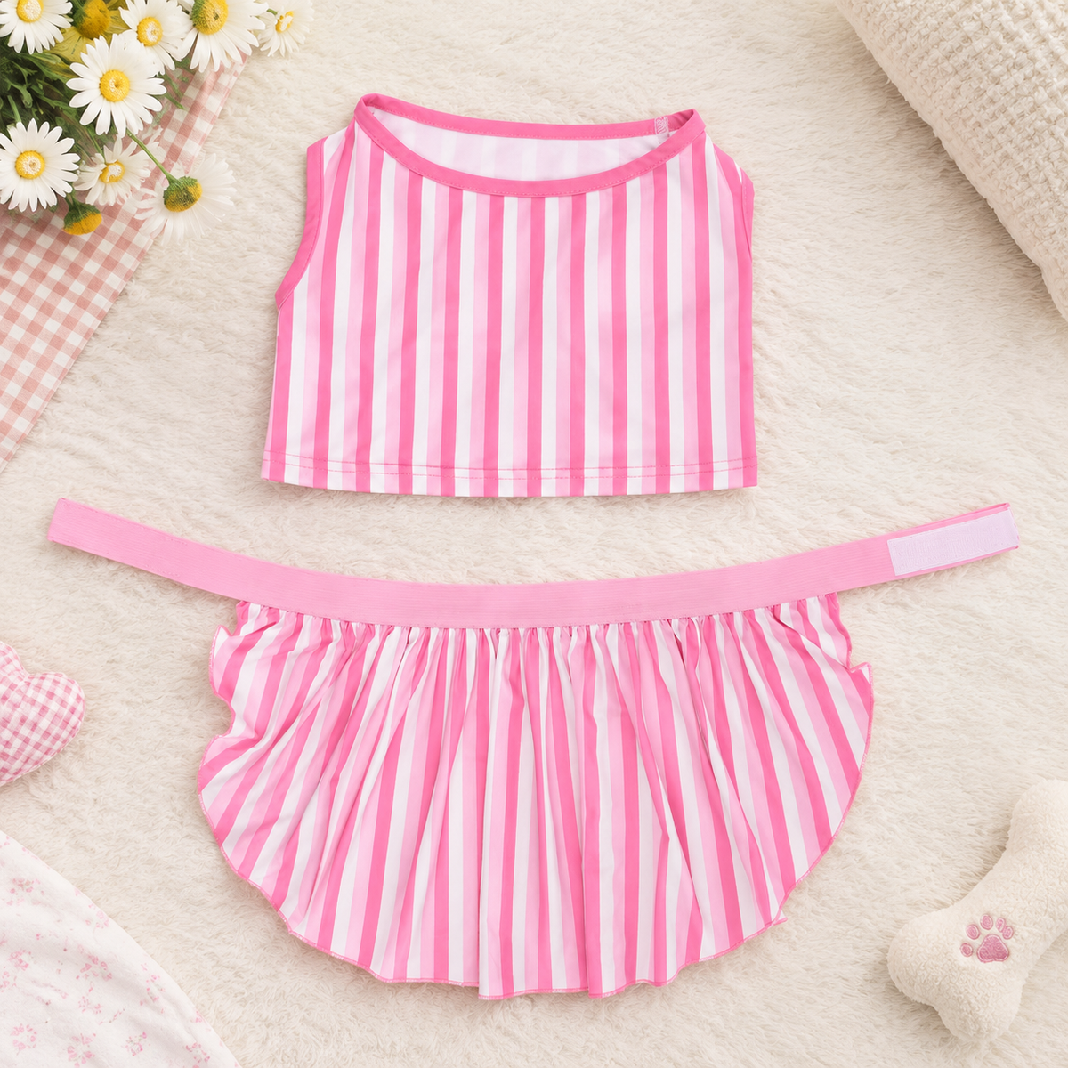 Pink Striped Dog Bikini Dress