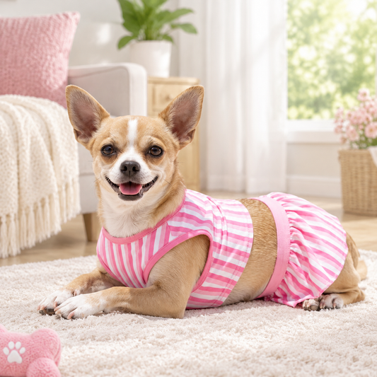 Pink Striped Dog Bikini Dress
