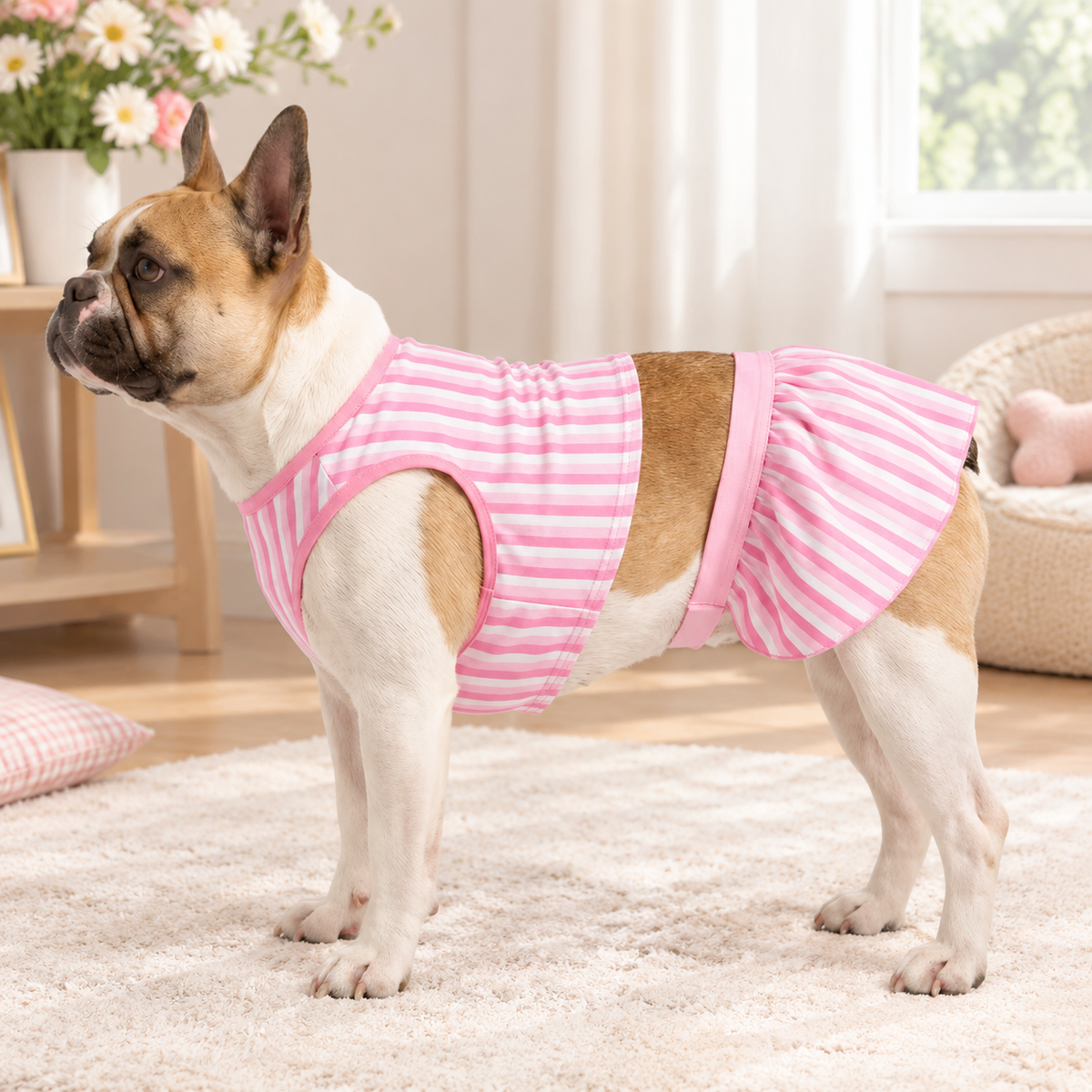 Pink Striped Dog Bikini Dress