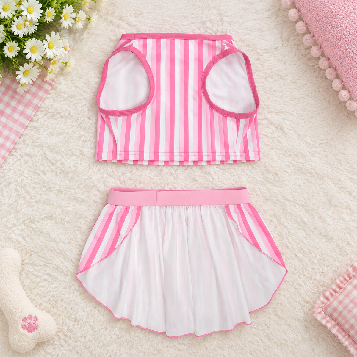 Pink Striped Dog Bikini Dress