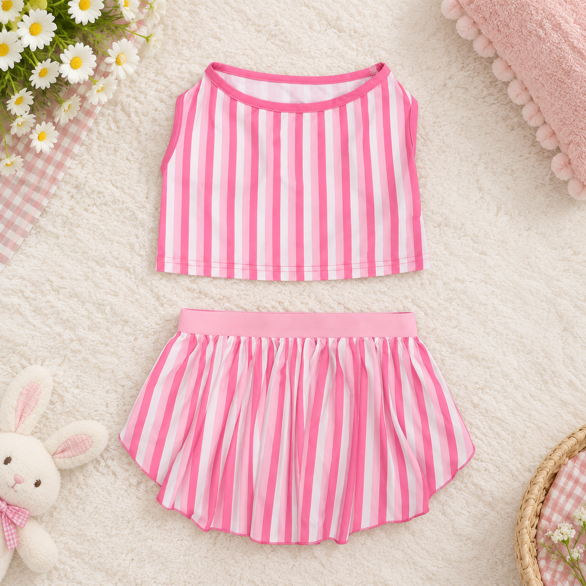 Pink Striped Dog Bikini Dress