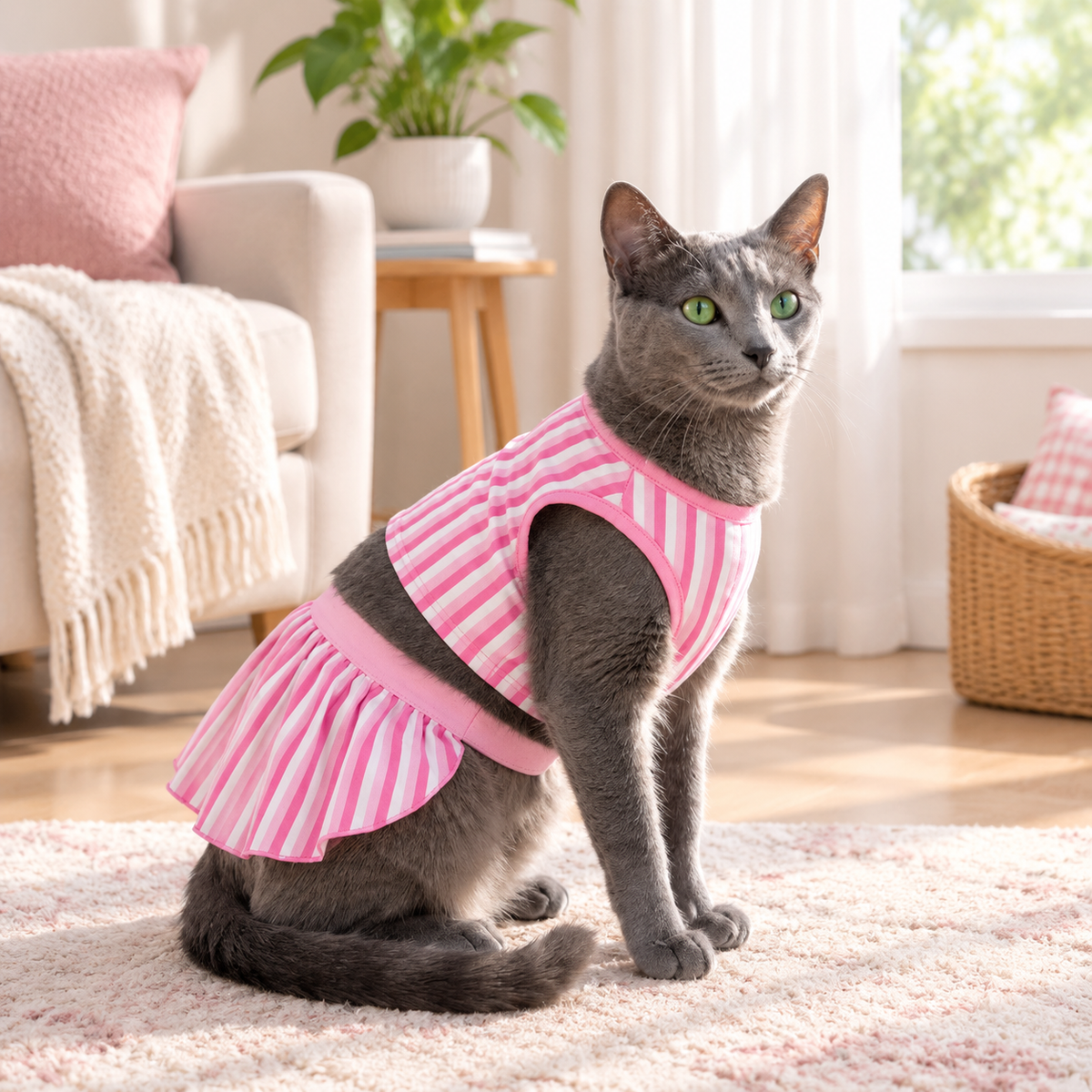 Pink Striped Dog Bikini Dress